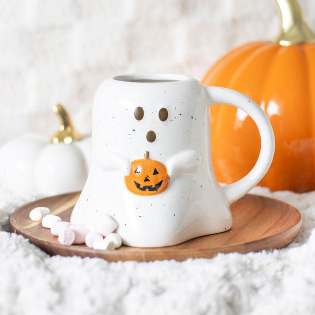 Ghost with Pumpkin Halloween Mug