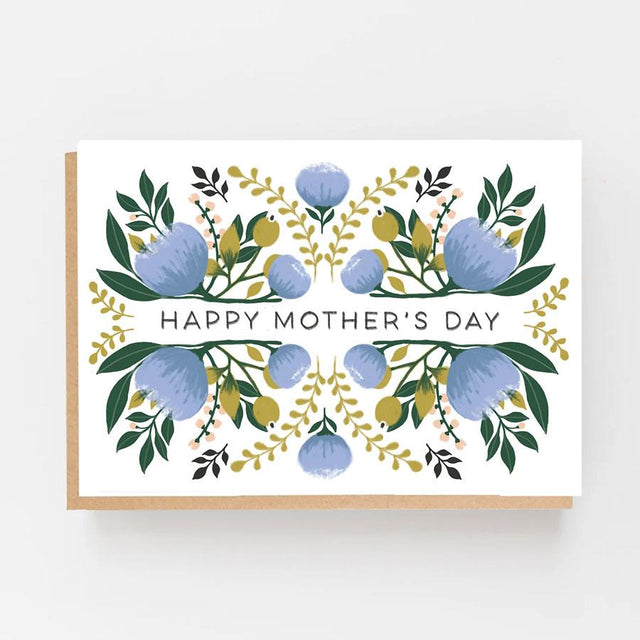 Floral Blue Mother's Day Card