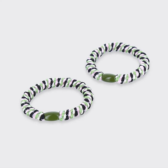 Black & Green Twisted Woven Hair Band