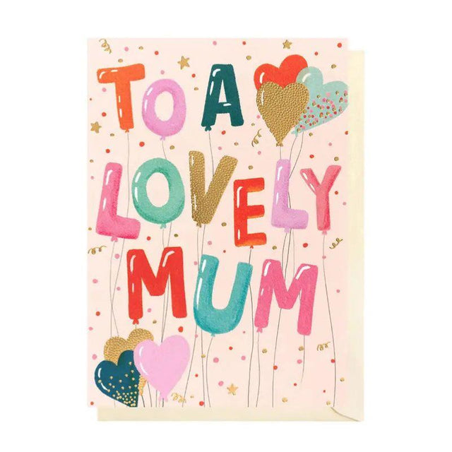 Lovely Mum Heart Balloons Card