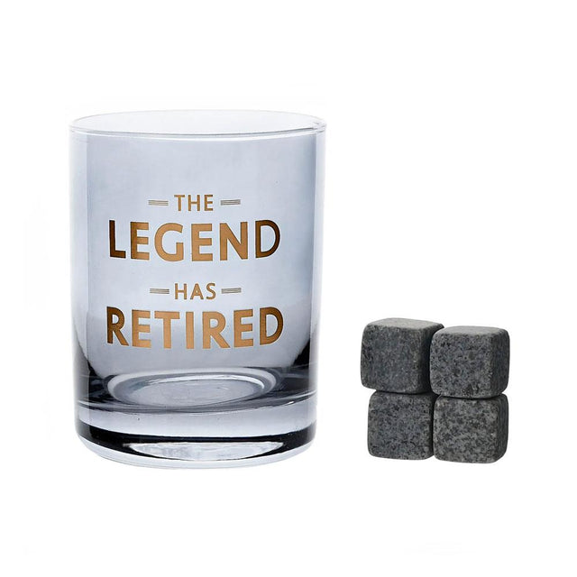 Retirement Whiskey Glass & Stones