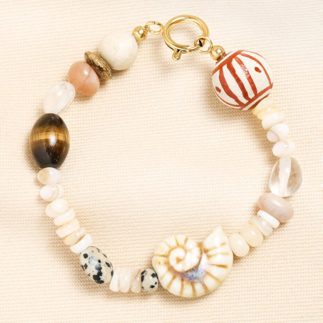 Gold Semi Precious Coastal Beaded Bracelet