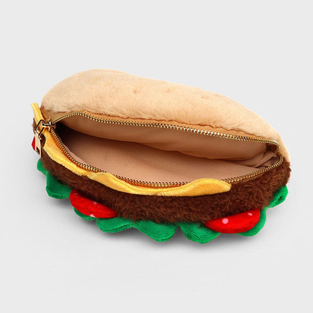 Plush Taco Zip Pouch with Open Zip