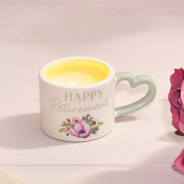 Happy Retirement Stoneware Floral Tealight Cup