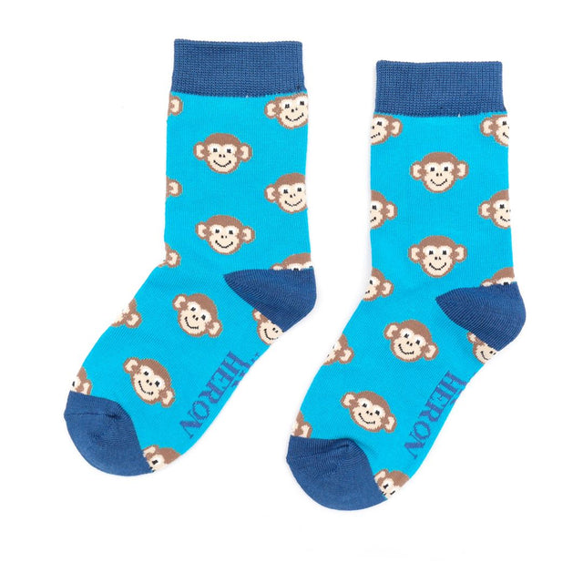 Monkeys Teal Green Toddler Socks