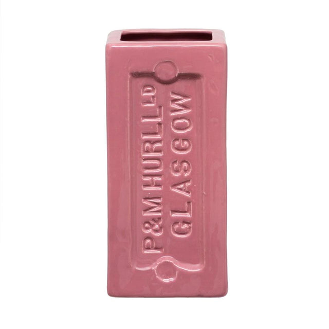 Pink Glasgow Brick Vase front view