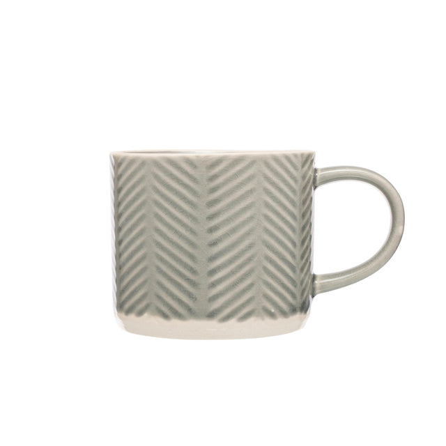 Grey Embossed Chevron Pattern Mug