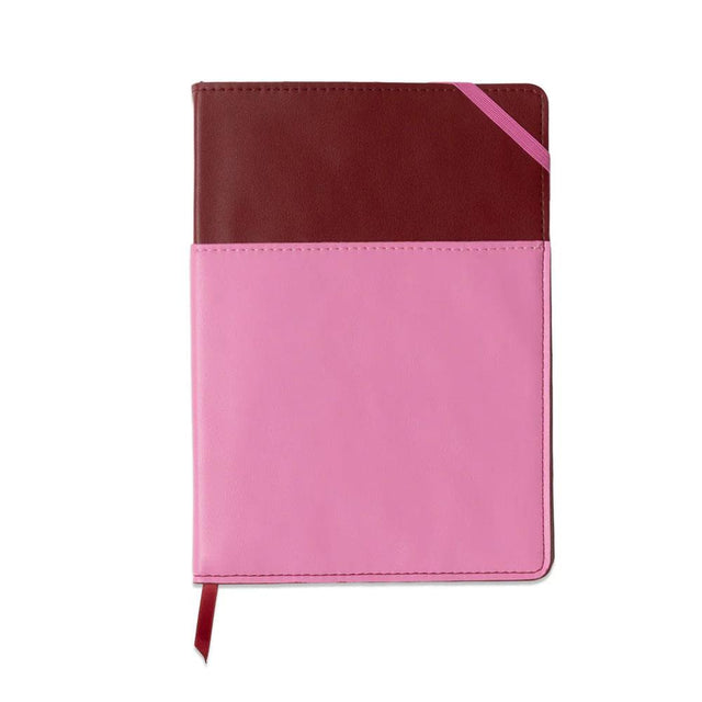 Burgundy & Pink Vegan Leather Pocket Journal