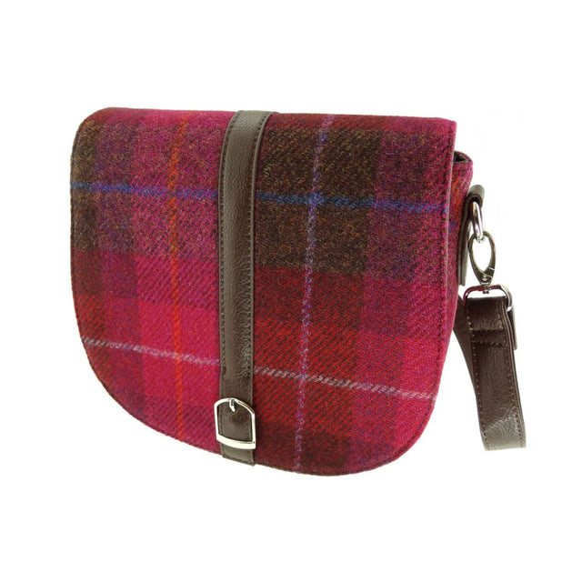 Deep Pink Tartan Harris Tweed Beauly Shoulder Bag