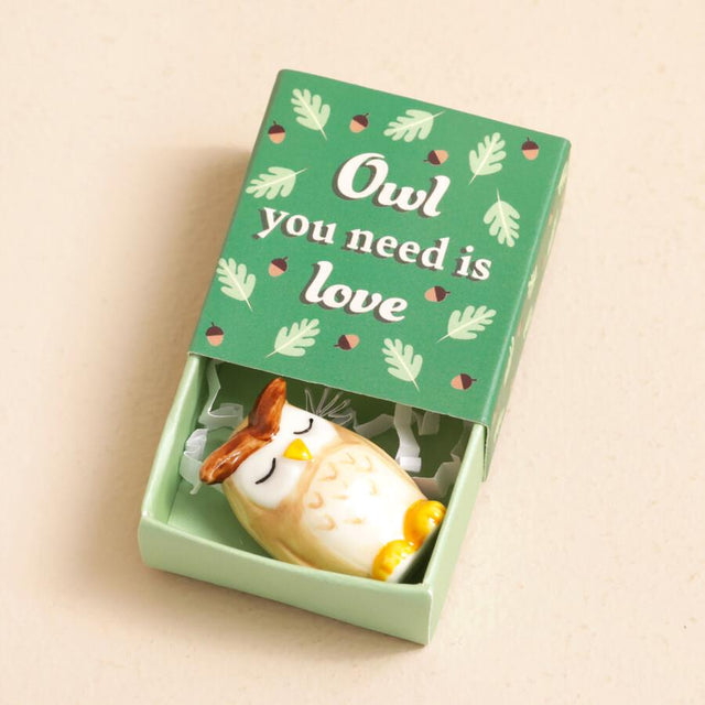 Tiny Matchbox Ceramic Token Owl