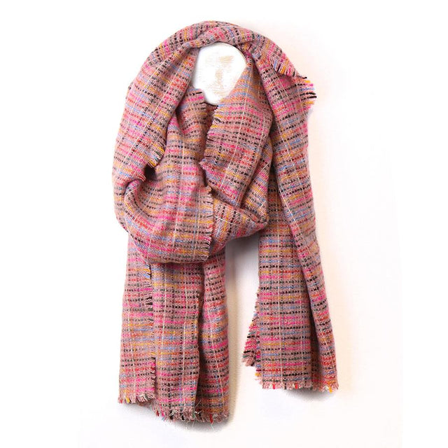 Peace of Mind Dusky Pink Check Woven Scarf