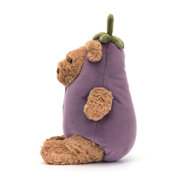 ellycat Bartholomew Bear Aubergine Side View