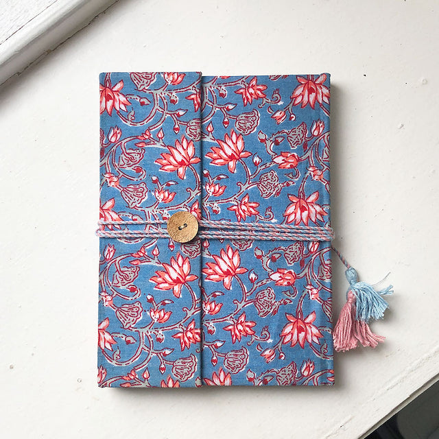 Large Blue and Red Floral Notebook