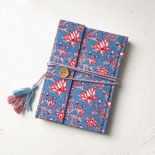 Small Blue and Red Floral Notebook