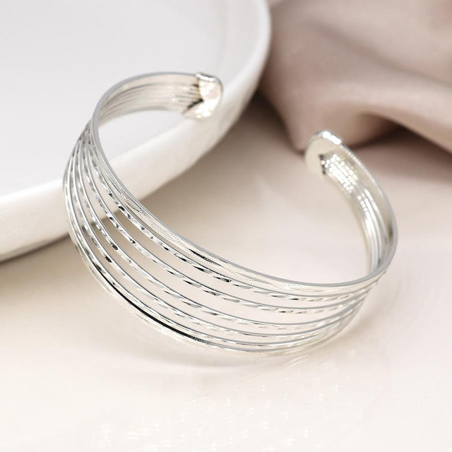 Silver Simple Multistrand Bangle