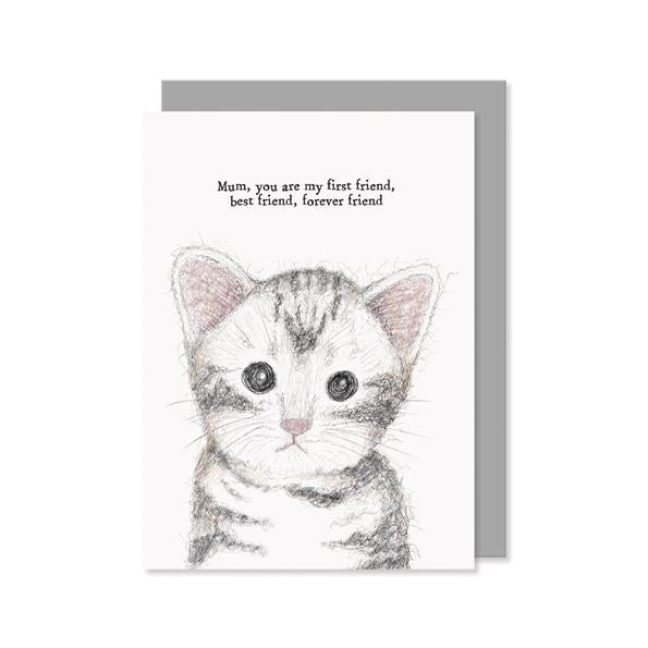 Mum My Friend Cat Illustration Greeting Card