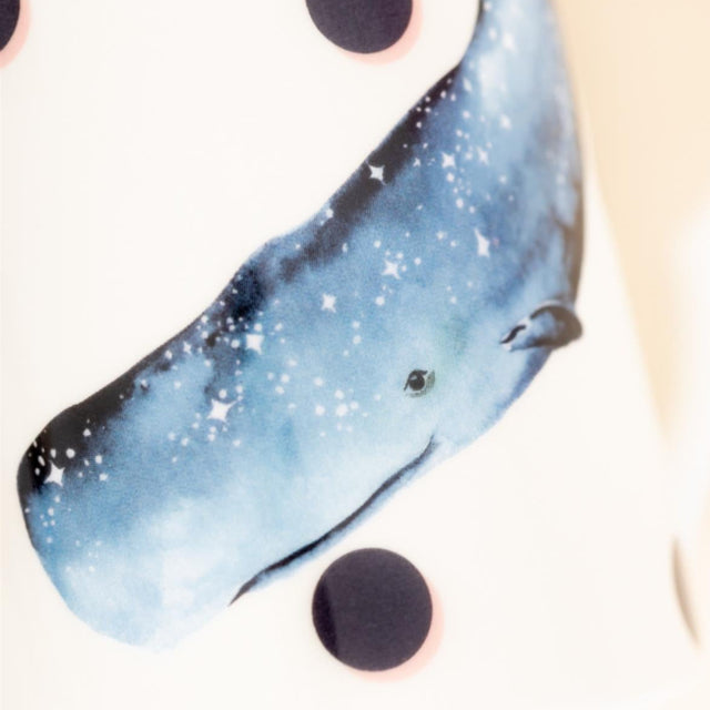 Whale and Polka Dot Mug Whale Detail