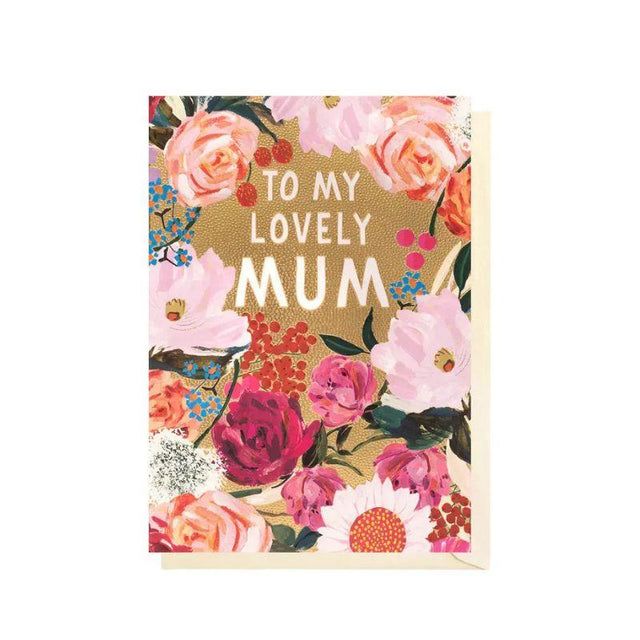 Lovely Mum Gold Floral Card