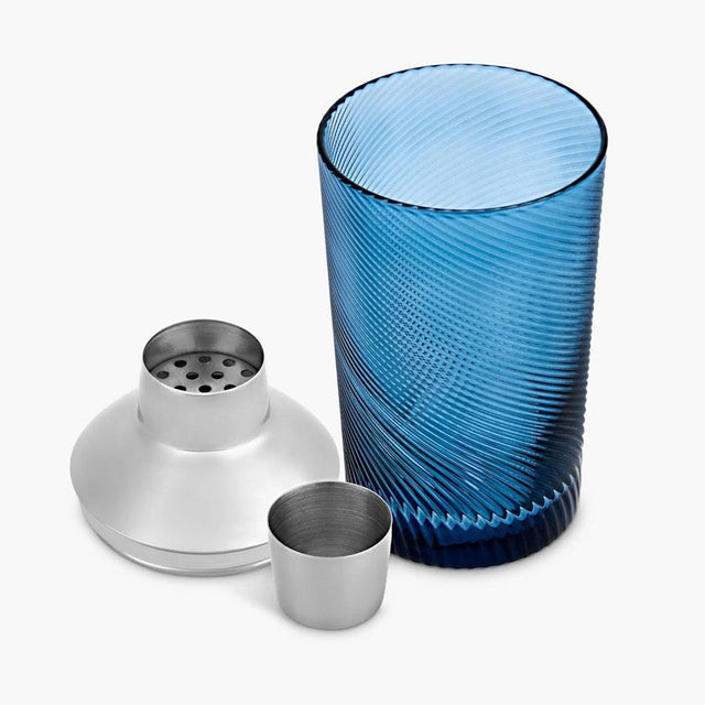 Blue Twist Glass Cocktail Shaker