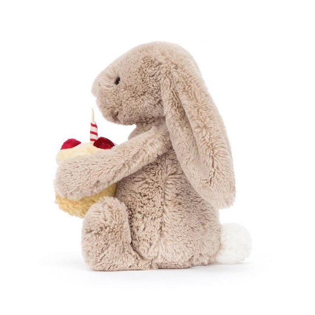 Jellycat Bashful Beige Bunny Birthday Side Facing