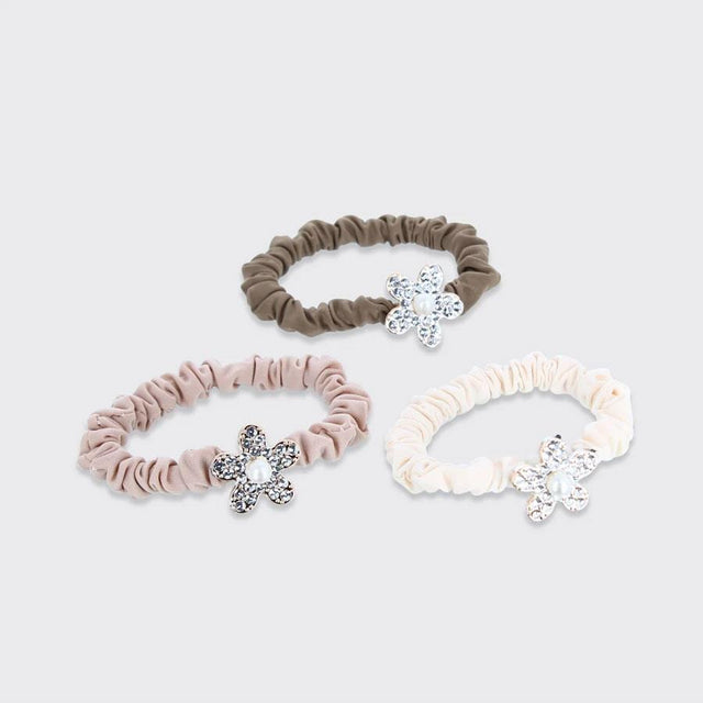 Natural Sparkly Daisy Scrunchies Set