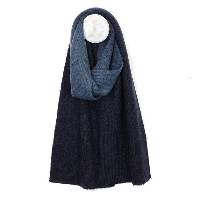 Navy and Denim Ombre Men's Knit Scarf