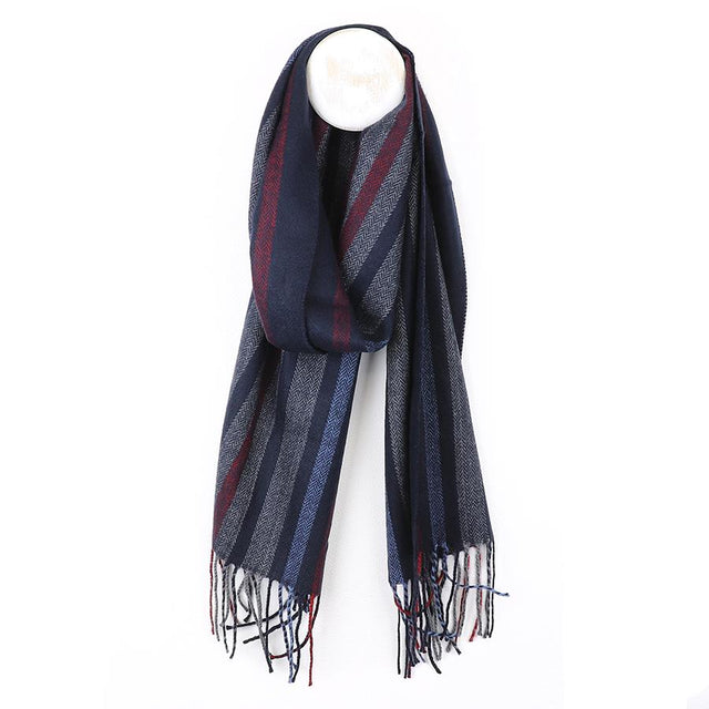Navy and Burgundy Multi Stripe Men's Scarf