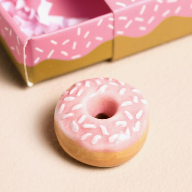 Tiny Matchbox Ceramic Doughnut Token Close Up