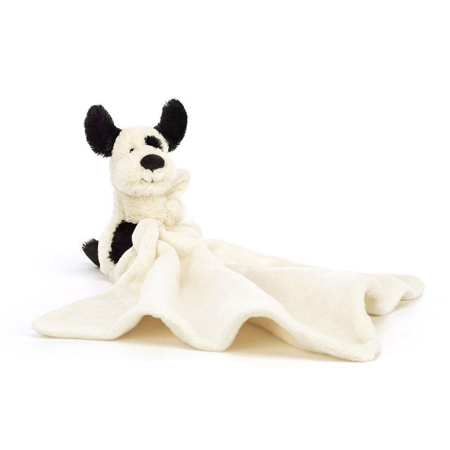 Jellycat Bashful Black & Cream Puppy Soother with Blanket