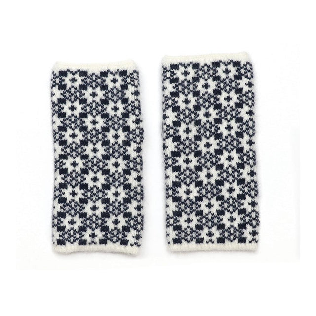 Navy and Cream Scandi Knit Wrist Warmers