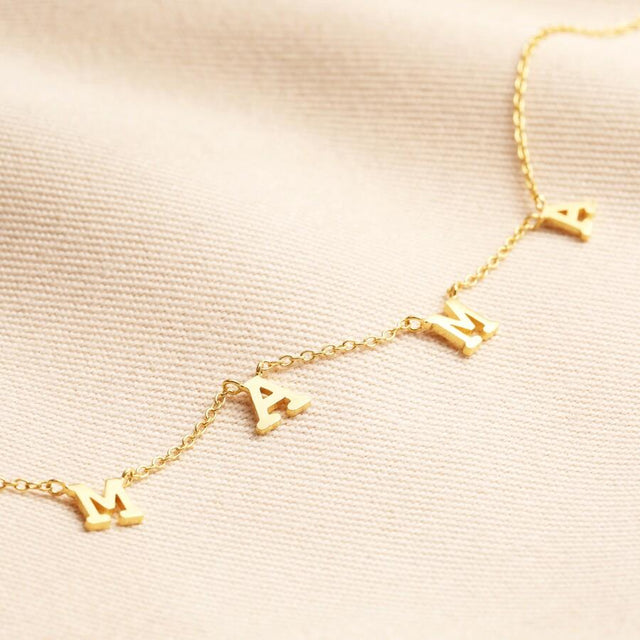 Lisa Angel Mama Letter Necklace in Gold