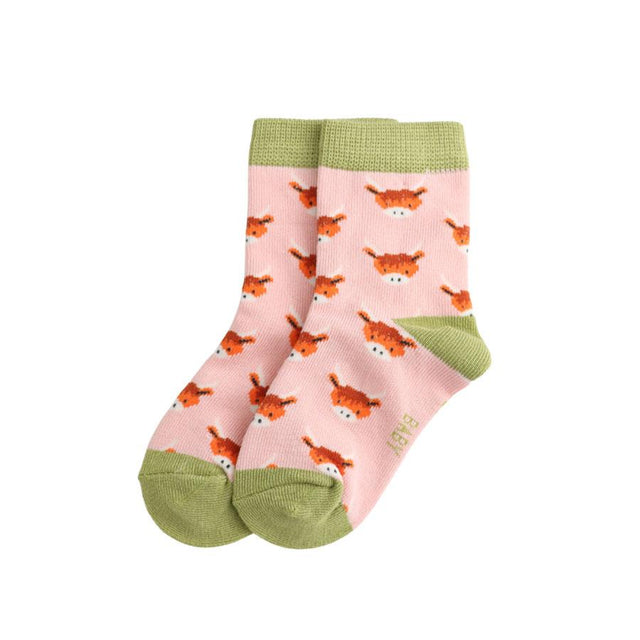 Light Pink Highland Cow Baby  Socks