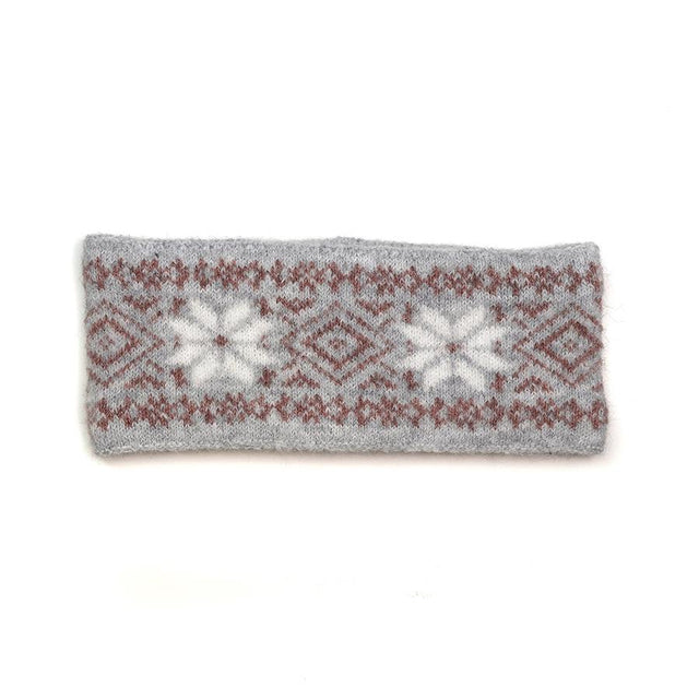 Peace of Mind Grey Nordic Starflower Fleece Lined Headband