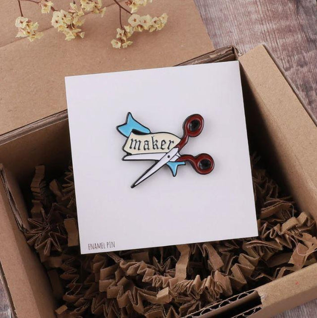 Maker Scissors Pin Badge