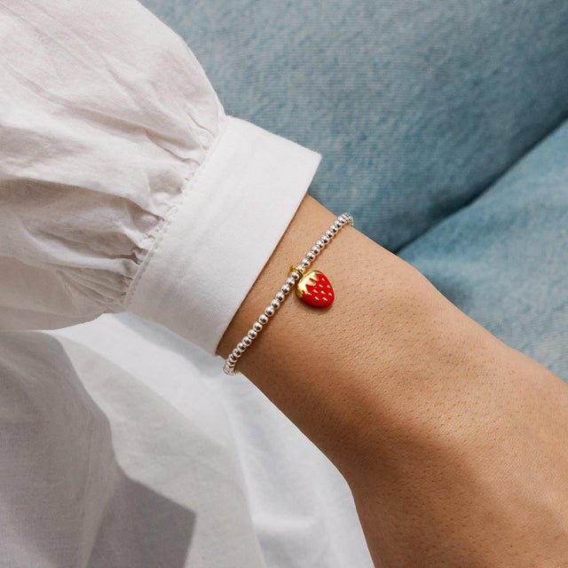A Little Vibes So Berry Loved Charm Bracelet on Model