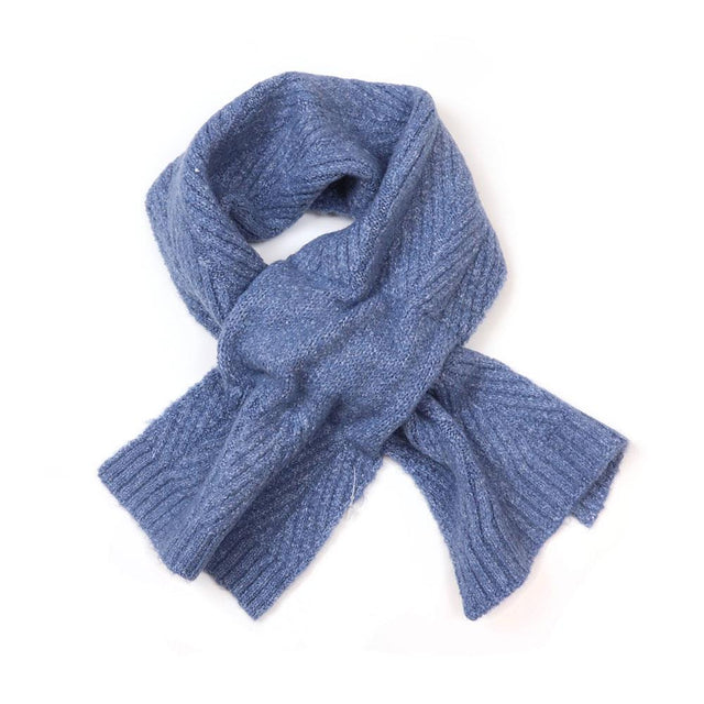 Denim Blue Herringbone Pull Through Scarf