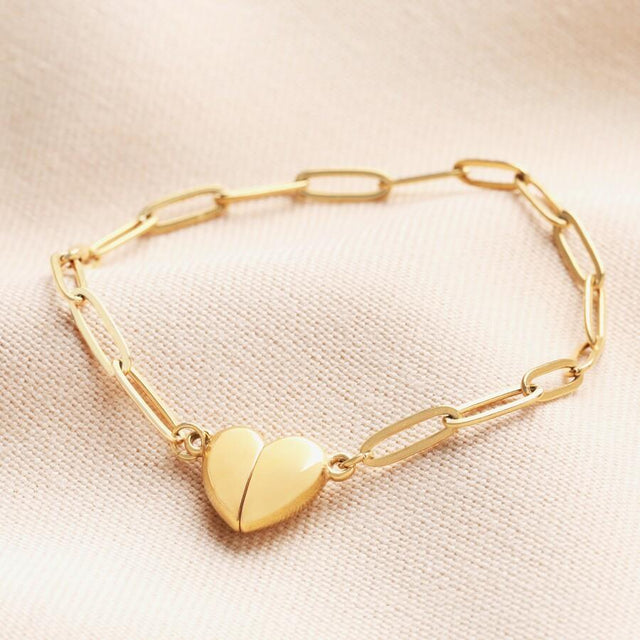 Lisa Angel Magnetic Heart Charm Bracelet in Gold