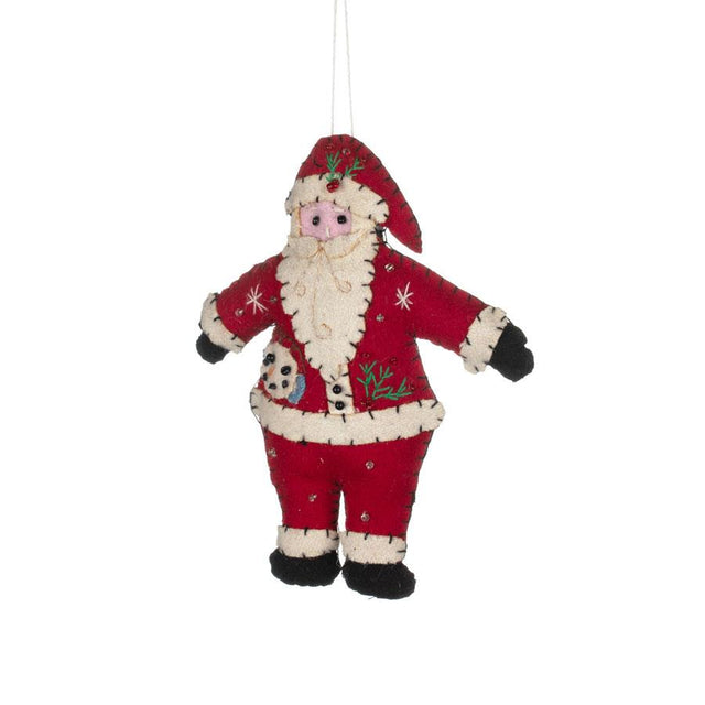 Santa with Snowman Pocket Hanging Decoration