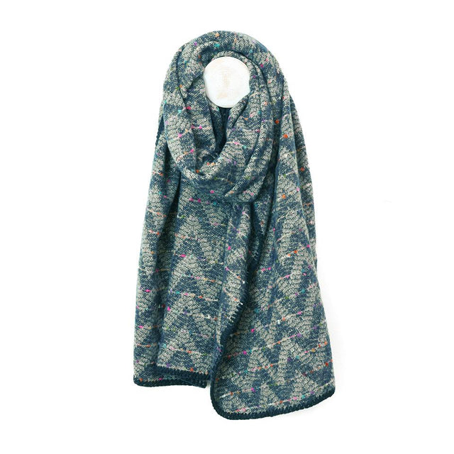 Teal Chevron Weave Stitch Scarf
