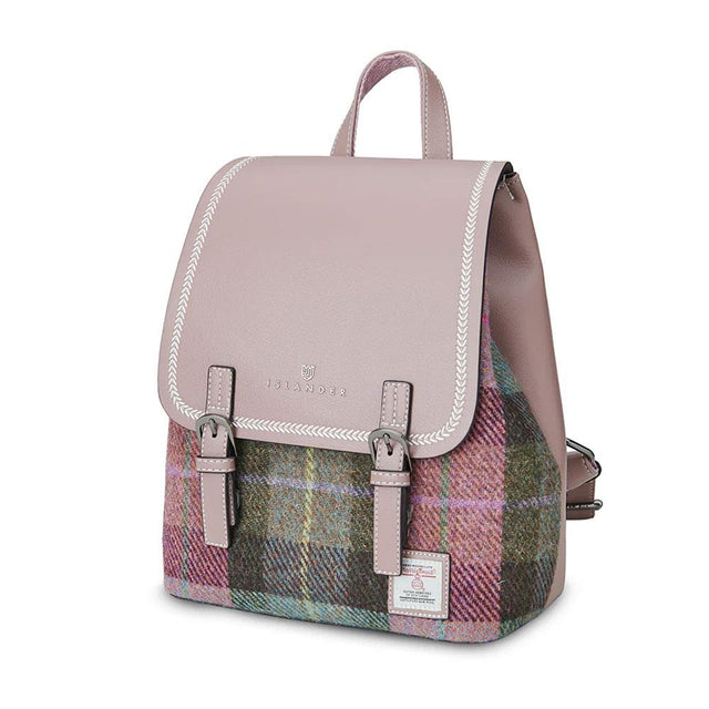 Harris Tweed Pink and Green Tartan Jura Backpack