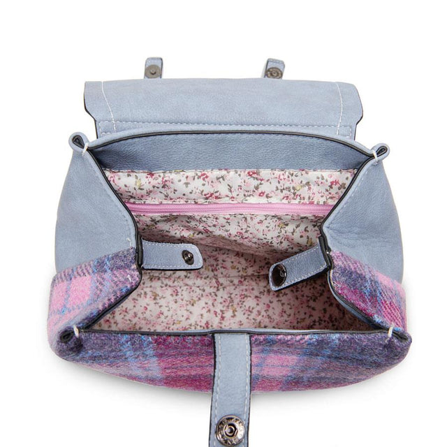 Pink and Blue Tartan The Jura Harris Tweed Backpack
