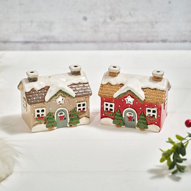Holly Cottage Stoneware Candle Holder - Assorted Designs