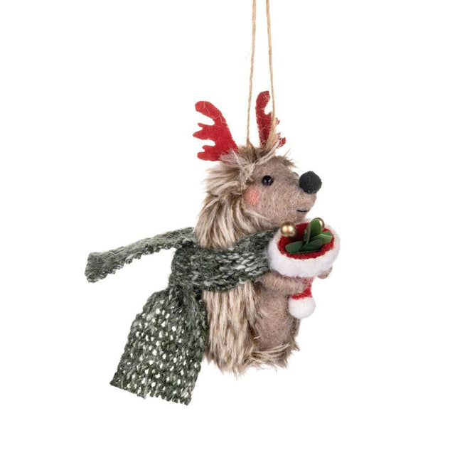 Hattie Hedgehog Felt Hanging Decoration