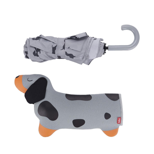 Grey Sausage Dog Umbrella Close Up