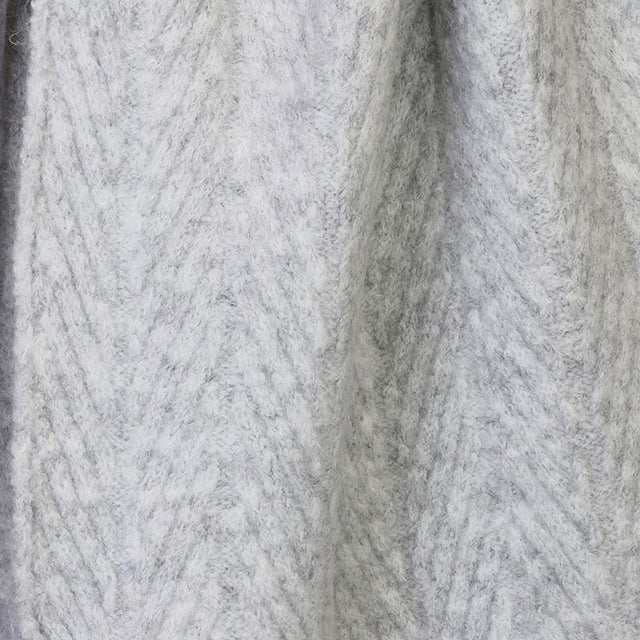 Soft Grey Herringbone Knit Scarf