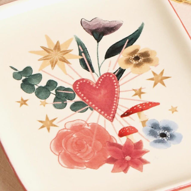 Floral Heart Trinket Dish Close Up