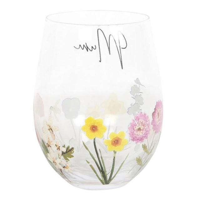 Something Different Mum Wildflower Stemless Glass Back View