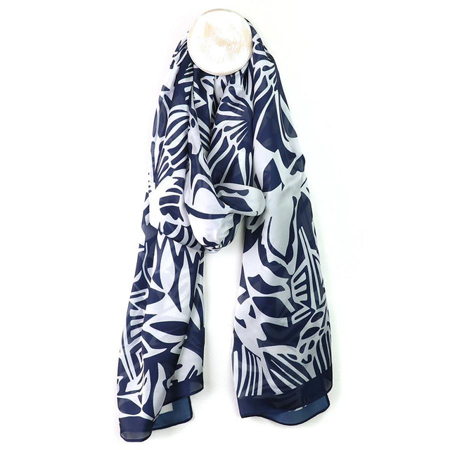 Monochrome Abstract Tropical Print Scarf