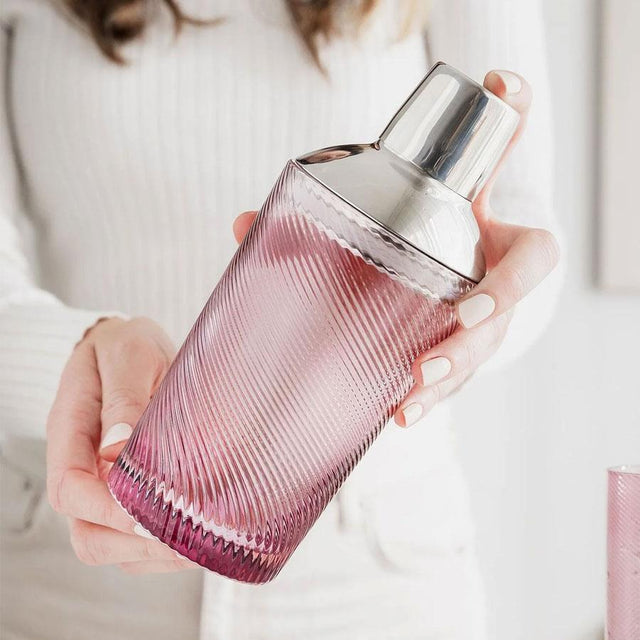 Pink Twist Glass Cocktail Shaker