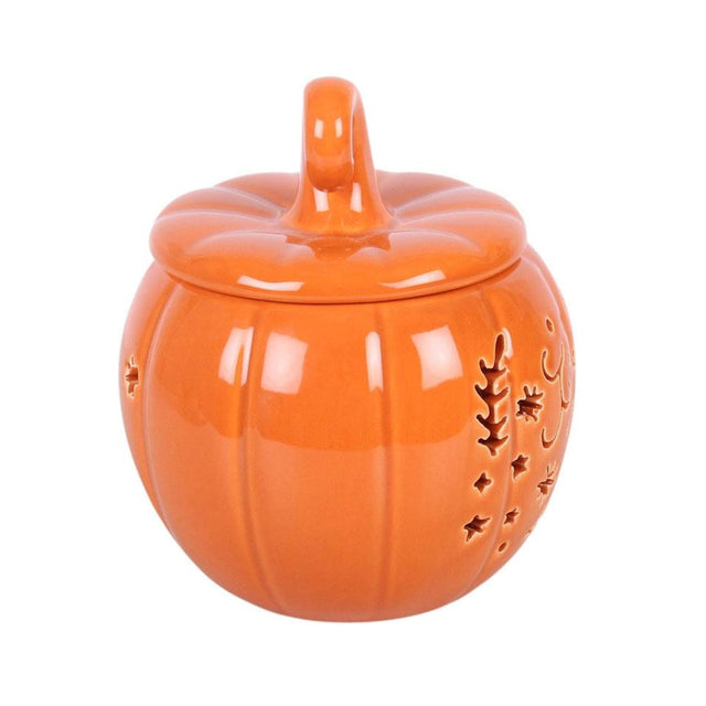 Orange Folk Pumpkin Ceramic Oil Burner and Wax Warmer Back Facing
